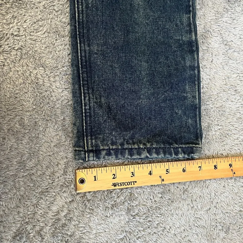 Jeanius by Akademiks Blue Denim Dark Wash Moto Biker Jeans Men's Size 32x30
